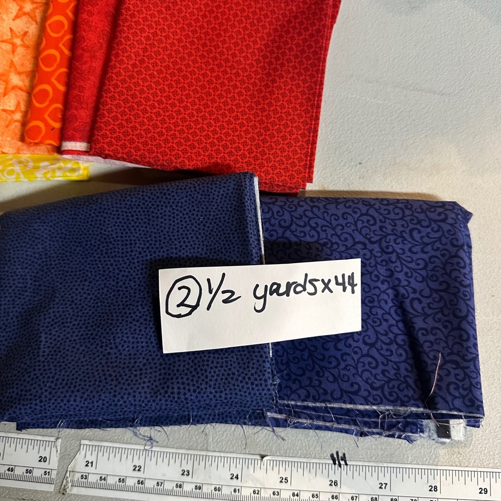 Quilting Cotton Fabric Bundle 14 Fat Quarters & 1/2 Yard cuts each navy Blue - Picture 3 of 9